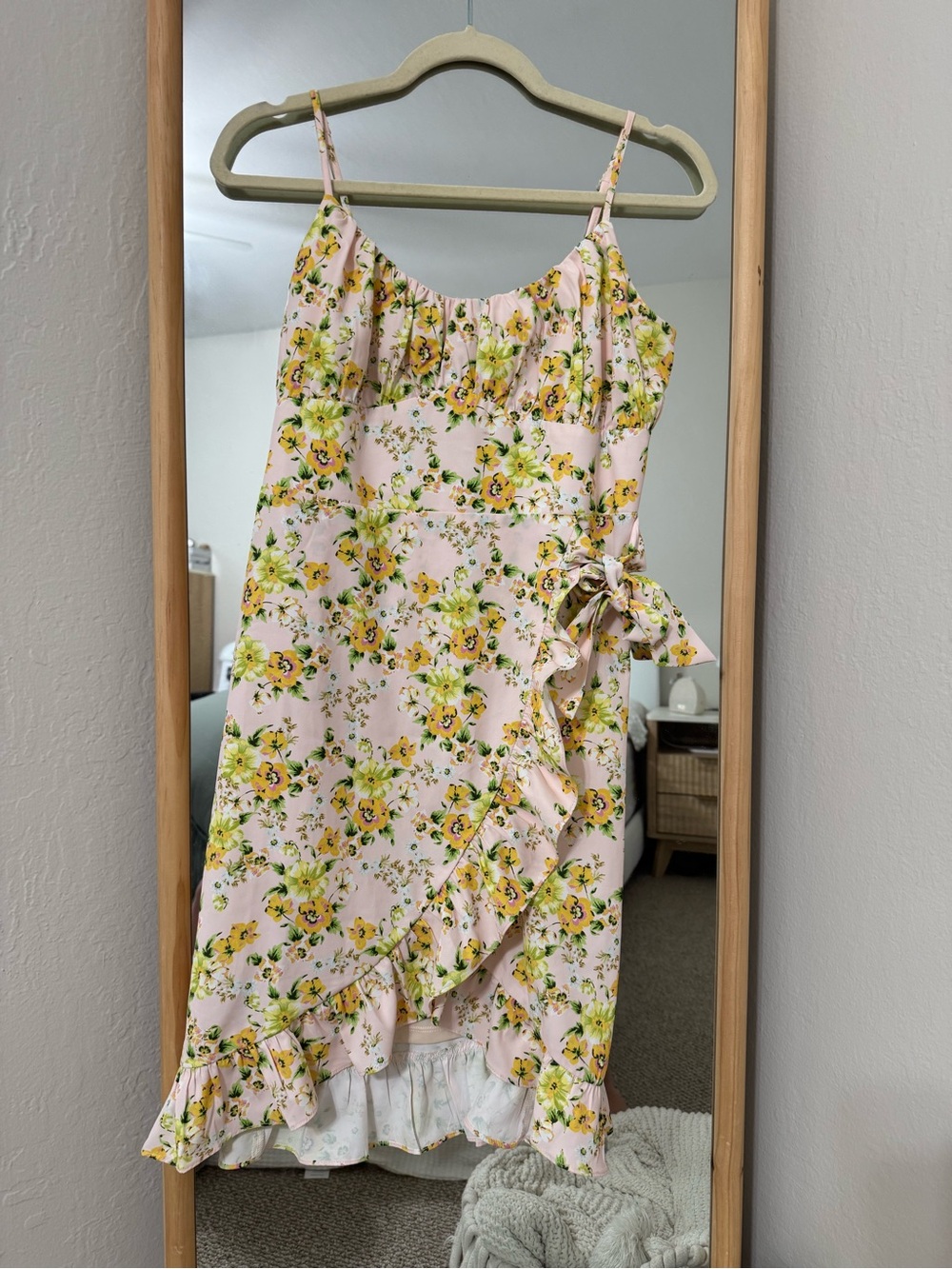 BCBGeneration Pink Floral Ruffle Mini Dress